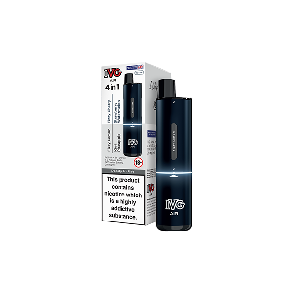 IVG Air 4 in 1 Disposable Rechargeable Pod Vape Kit 2400 Puffs 20mg Black Edition