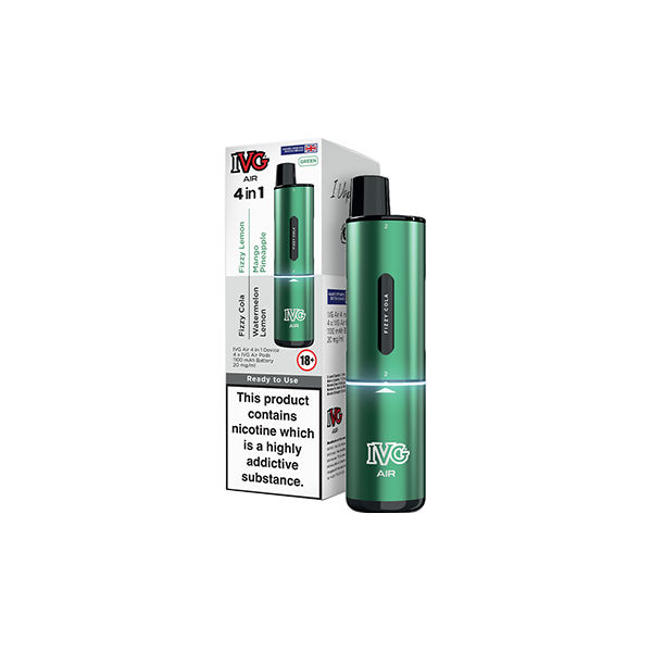IVG Air 4 in 1 Disposable Rechargeable Pod Vape Kit 2400 Puffs 20mg Black Edition