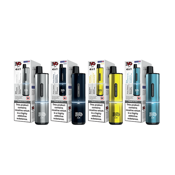 IVG Air 4 in 1 Disposable Rechargeable Pod Vape Kit 2400 Puffs 20mg Black Edition