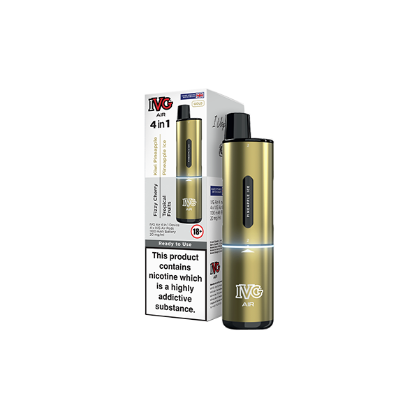 IVG Air 4 in 1 Disposable Rechargeable Pod Vape Kit 2400 Puffs 20mg Black Edition