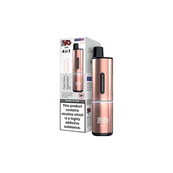 IVG Air 4 in 1 Disposable Rechargeable Pod Vape Kit 2400 Puffs 20mg Black Edition