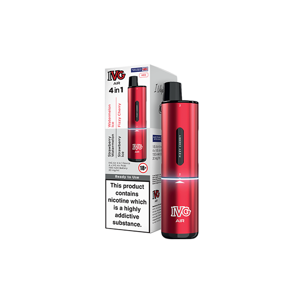 IVG Air 4 in 1 Disposable Rechargeable Pod Vape Kit 2400 Puffs 20mg Black Edition