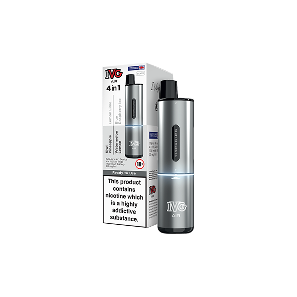 IVG Air 4 in 1 Disposable Rechargeable Pod Vape Kit 2400 Puffs 20mg Black Edition