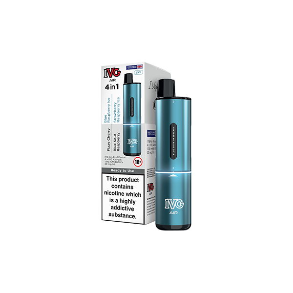 IVG Air 4 in 1 Disposable Rechargeable Pod Vape Kit 2400 Puffs 20mg Black Edition