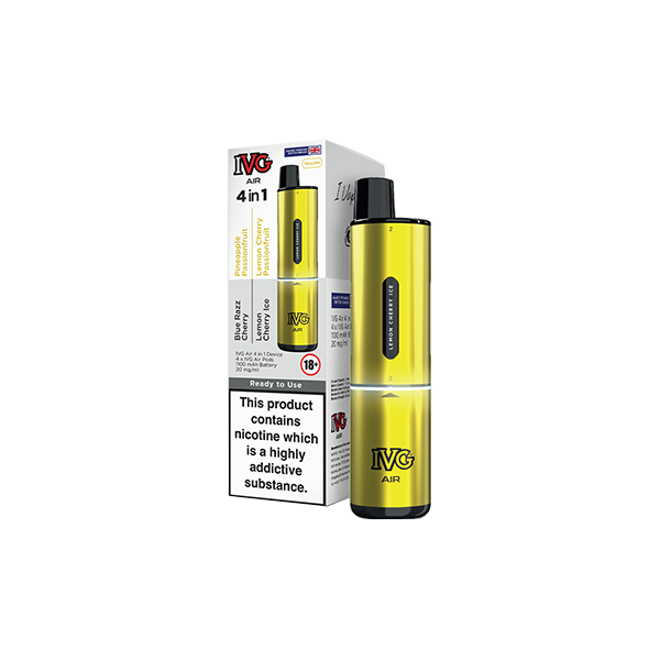 IVG Air 4 in 1 Disposable Rechargeable Pod Vape Kit 2400 Puffs 20mg Black Edition